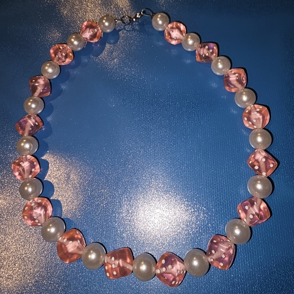 Y2K Pastel Pink Dice Necklace - Picture 3 of 3